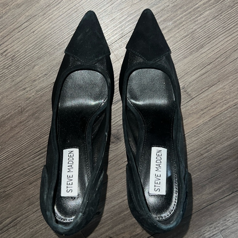 NWOT Steve Madden Black Suede and Mesh High Heels